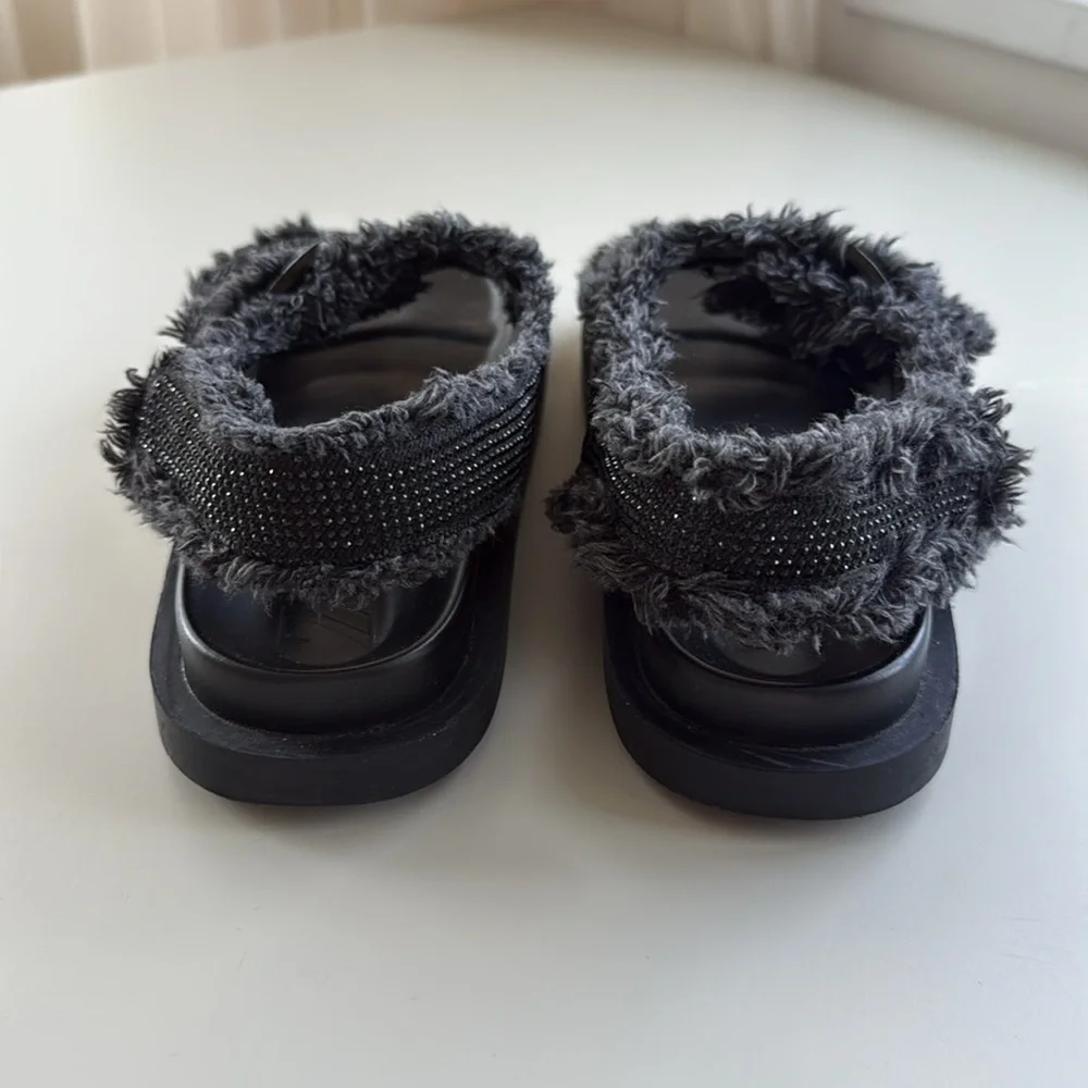 Zara Black Dad Sandals with Rhinestones – Size 39 - Picture 5 of 11